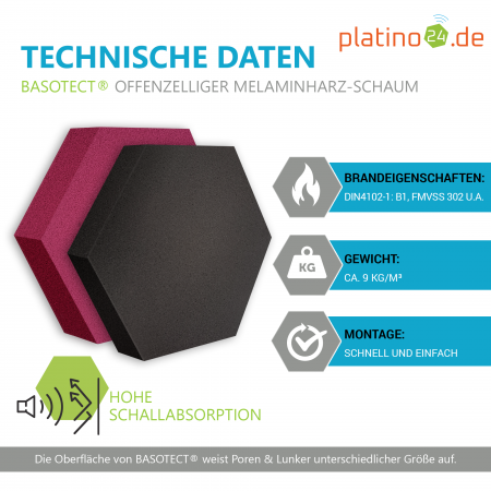 Edition LOFT Honeycomb - 9 Absorber aus Basotect ® - Farbe: Platinum + Anthracite + Crimson