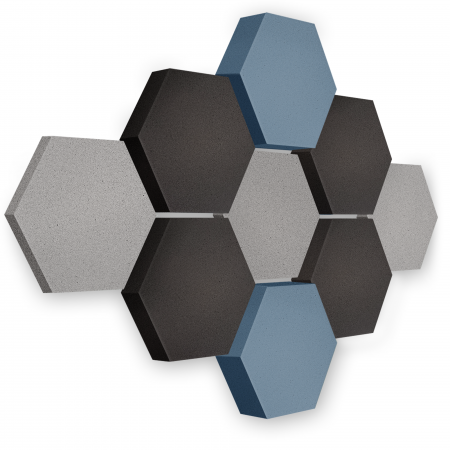 Edition LOFT Honeycomb - 9 absorbers made of Basotect ® - Colour: Platinum + Anthracite + Scandic