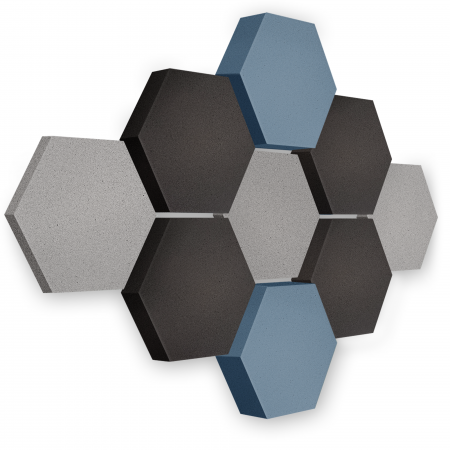 Edition LOFT Honeycomb - 9 Absorber aus Basotect ® - Farbe: Platinum + Anthracite + Scandic