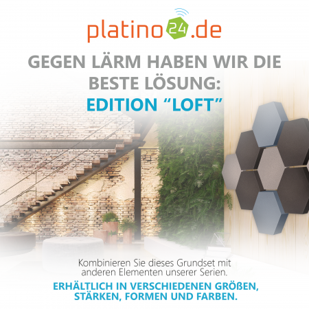 Edition LOFT Honeycomb - 9 Absorber aus Basotect ® - Farbe: Platinum + Anthracite + Scandic