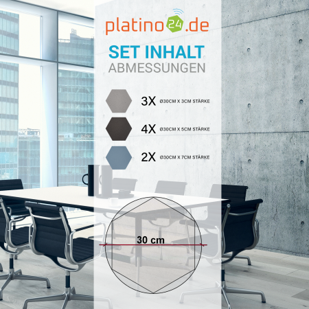 Edition LOFT Honeycomb - 9 Absorber aus Basotect ® - Farbe: Platinum + Anthracite + Scandic