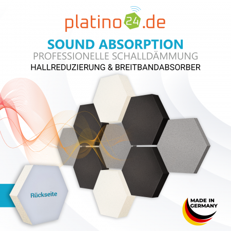 Edition LOFT Honeycomb - 9 Absorber aus Basotect ® - Farbe: Platinum + Anthracite + Snow