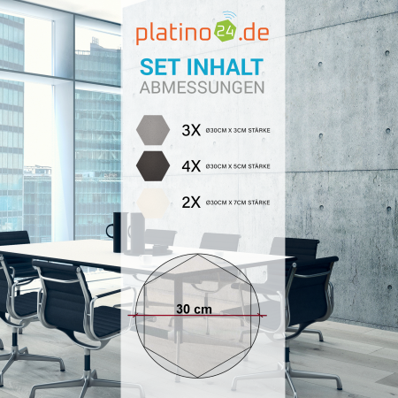 Edition LOFT Honeycomb - 9 Absorber aus Basotect ® - Farbe: Platinum + Anthracite + Snow