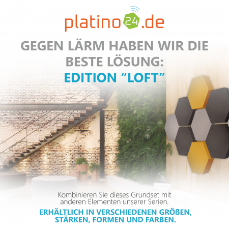Edition LOFT Honeycomb - 9 Absorber aus Basotect ® - Farbe: Platinum + Anthracite + Bibo