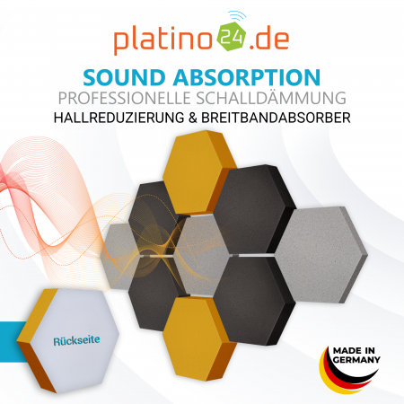 Edition LOFT Honeycomb - 9 Absorber aus Basotect ® - Farbe: Platinum + Anthracite + Bibo