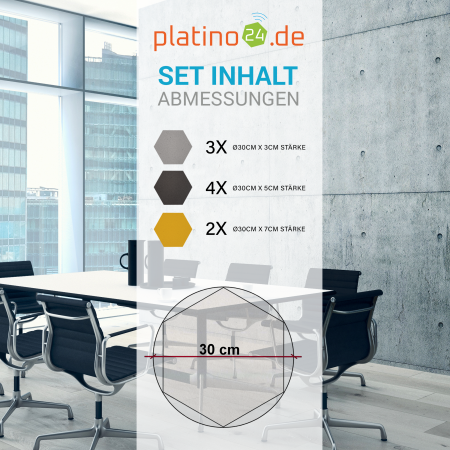 Edition LOFT Honeycomb - 9 Absorber aus Basotect ® - Farbe: Platinum + Anthracite + Bibo