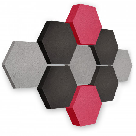 Edition LOFT Honeycomb - 9 absorbers made of Basotect ® - Colour: Platinum + Anthracite + Magenta