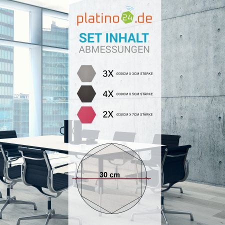 Edition LOFT Honeycomb - 9 Absorber aus Basotect ® - Farbe: Platinum + Anthracite + Magenta