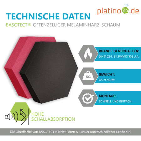 Edition LOFT Honeycomb - 9 Absorber aus Basotect ® - Farbe: Platinum + Anthracite + Magenta