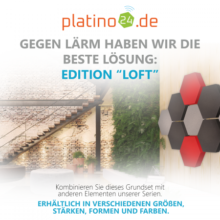 Edition LOFT Honeycomb - 9 Absorber aus Basotect ® - Farbe: Platinum + Anthracite + Red Pepper