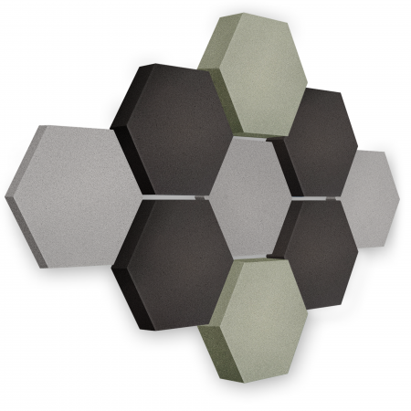 Edition LOFT Honeycomb - 9 absorbers made of Basotect ® - Colour: Platinum + Anthracite + Denim
