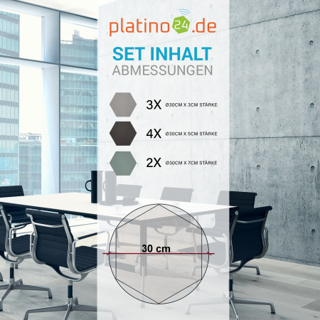 Edition LOFT Honeycomb - 9 Absorber aus Basotect ® - Farbe: Platinum + Anthracite + Denim