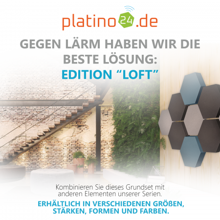 Edition LOFT Honeycomb - 9 Absorber aus Basotect ® - Farbe: Platinum + Anthracite + Maritim