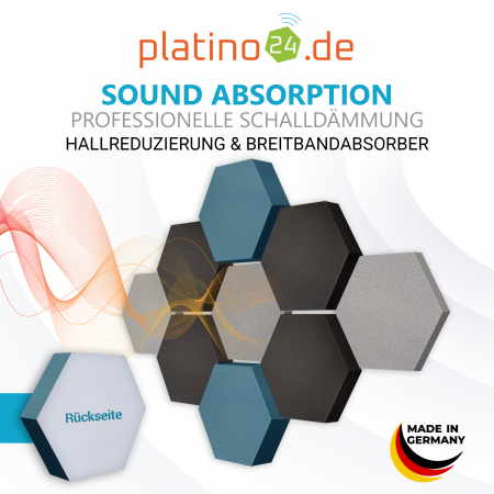 Edition LOFT Honeycomb - 9 Absorber aus Basotect ® - Farbe: Platinum + Anthracite + Maritim