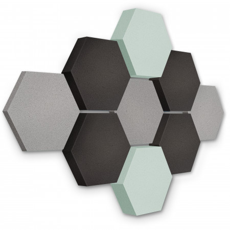 Edition LOFT Honeycomb - 9 absorbers made of Basotect ® - Colour: Platinum + Anthracite + Aqua