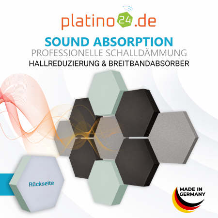 Edition LOFT Honeycomb - 9 Absorber aus Basotect ® - Farbe: Platinum + Anthracite + Aqua