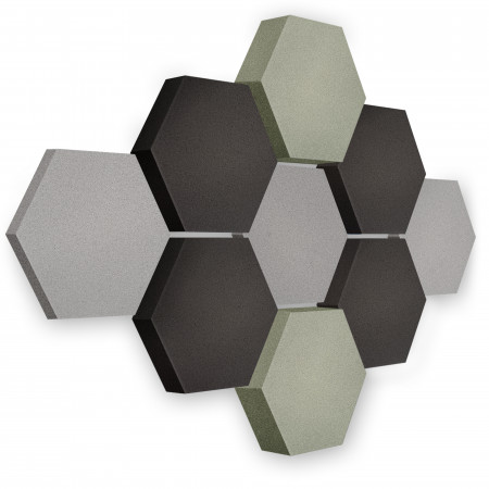 Edition LOFT Honeycomb - 9 Absorber aus Basotect ® - Farbe: Platinum + Anthracite + Concrete