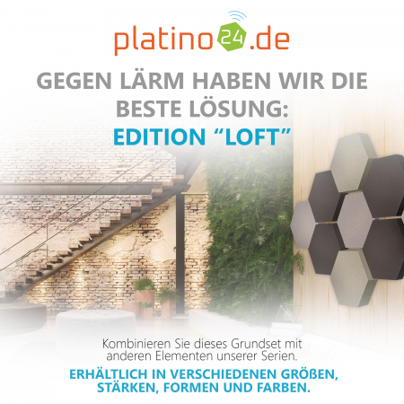 Edition LOFT Honeycomb - 9 Absorber aus Basotect ® - Farbe: Platinum + Anthracite + Concrete