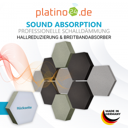 Edition LOFT Honeycomb - 9 Absorber aus Basotect ® - Farbe: Platinum + Anthracite + Concrete