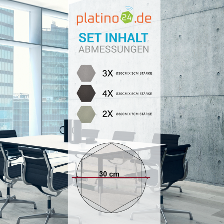 Edition LOFT Honeycomb - 9 Absorber aus Basotect ® - Farbe: Platinum + Anthracite + Concrete