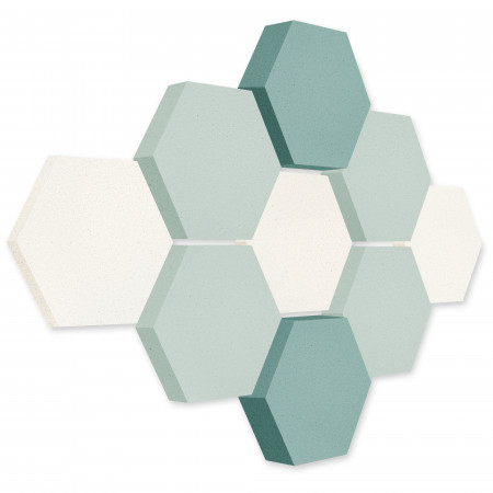 Edition LOFT Honeycomb - 9 absorbers made of Basotect ® - Colour: Snow + Aqua + Ocean