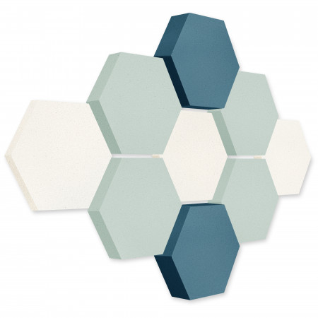 Edition LOFT Honeycomb - 9 absorbers made of Basotect ® - Colour: Snow + Aqua + Maritim