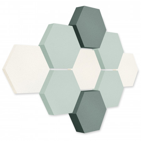 Edition LOFT Honeycomb - 9 Absorber aus Basotect ® - Farbe: Snow + Aqua + Denim