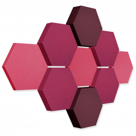 Edition LOFT Honeycomb - 9 absorbers made of Basotect ® - Colour: Magenta + Crimson + Blackberry