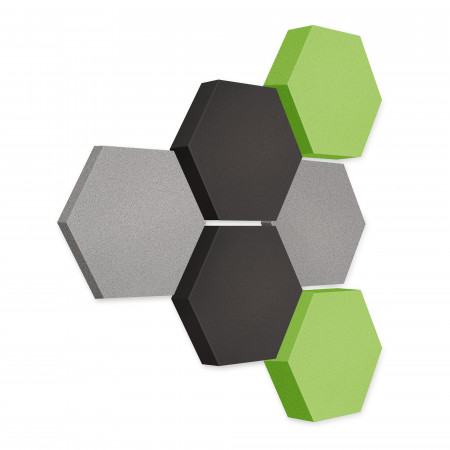 Edition LOFT Honeycomb - 6 absorbers made of Basotect ® - Colour: Platinum + Anthracite + Lime