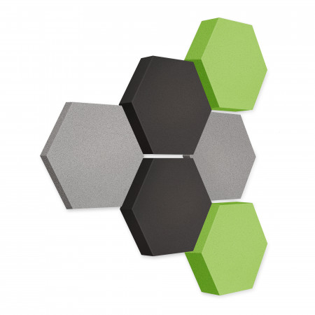 Edition LOFT Honeycomb - 6 Absorber aus Basotect ® - Farbe: Platinum + Anthracite + Lime