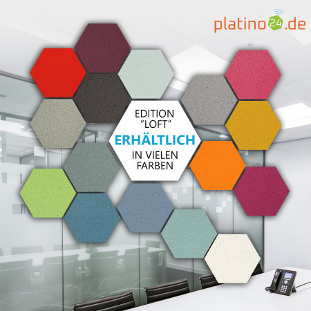 Edition LOFT Honeycomb - 6 Absorber aus Basotect ® - Farbe: Platinum + Anthracite + Lime