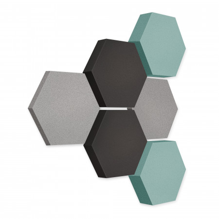 Edition LOFT Honeycomb - 6 absorbers made of Basotect ® - Colour: Platinum + Anthracite + Ocean