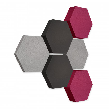 Edition LOFT Honeycomb - 6 Absorber aus Basotect ® - Farbe: Platinum + Anthracite + Crimson