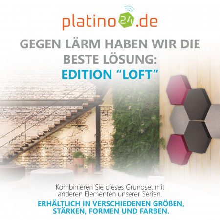 Edition LOFT Honeycomb - 6 Absorber aus Basotect ® - Farbe: Platinum + Anthracite + Crimson