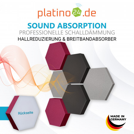 Edition LOFT Honeycomb - 6 Absorber aus Basotect ® - Farbe: Platinum + Anthracite + Crimson