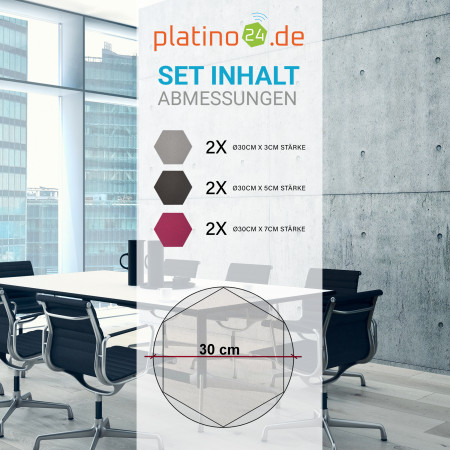 Edition LOFT Honeycomb - 6 Absorber aus Basotect ® - Farbe: Platinum + Anthracite + Crimson