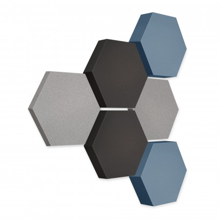 Edition LOFT Honeycomb - 6 absorbers made of Basotect ® - Colour: Platinum + Anthracite + Scandic
