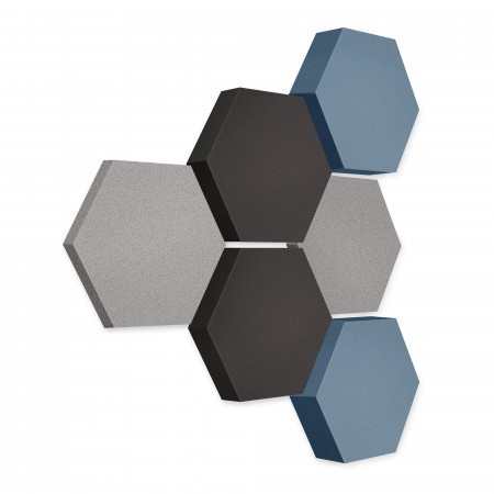 Edition LOFT Honeycomb - 6 Absorber aus Basotect ® - Farbe: Platinum + Anthracite + Scandic