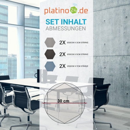 Edition LOFT Honeycomb - 6 Absorber aus Basotect ® - Farbe: Platinum + Anthracite + Scandic