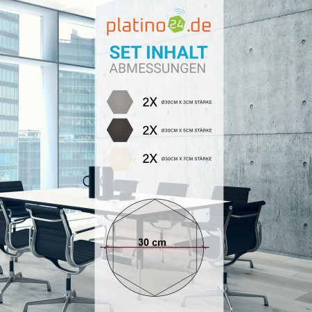 Edition LOFT Honeycomb - 6 Absorber aus Basotect ® - Farbe: Platinum + Anthracite + Snow