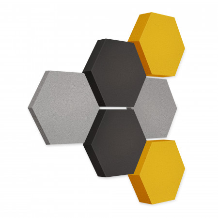 Edition LOFT Honeycomb - 6 absorbers made of Basotect ® - Colour: Platinum + Anthracite + Bibo