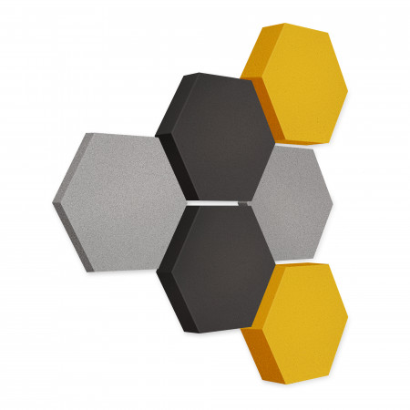 Edition LOFT Honeycomb - 6 Absorber aus Basotect ® - Farbe: Platinum + Anthracite + Bibo