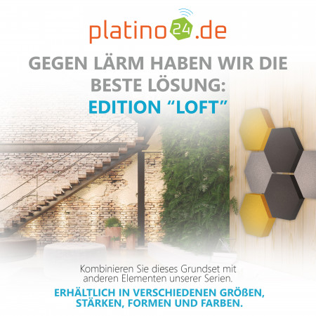 Edition LOFT Honeycomb - 6 Absorber aus Basotect ® - Farbe: Platinum + Anthracite + Bibo