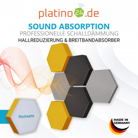 Edition LOFT Honeycomb - 6 Absorber aus Basotect ® - Farbe: Platinum + Anthracite + Bibo