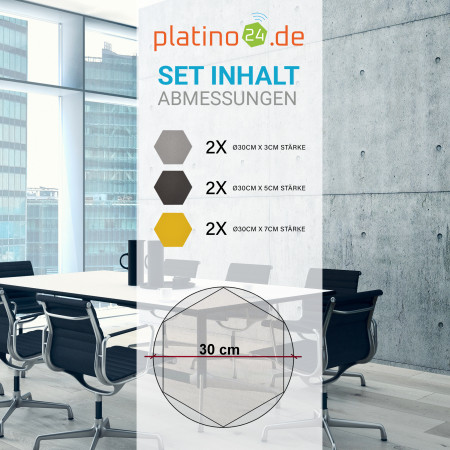 Edition LOFT Honeycomb - 6 Absorber aus Basotect ® - Farbe: Platinum + Anthracite + Bibo