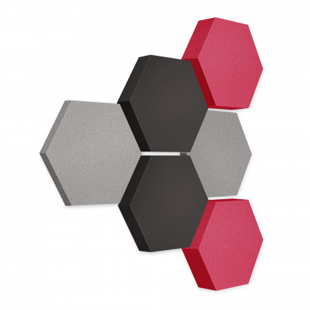 Edition LOFT Honeycomb - 6 Absorber aus Basotect ® - Farbe: Platinum + Anthracite + Magenta