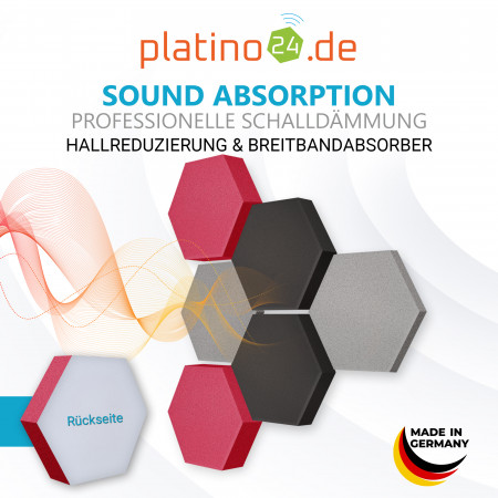 Edition LOFT Honeycomb - 6 Absorber aus Basotect ® - Farbe: Platinum + Anthracite + Magenta