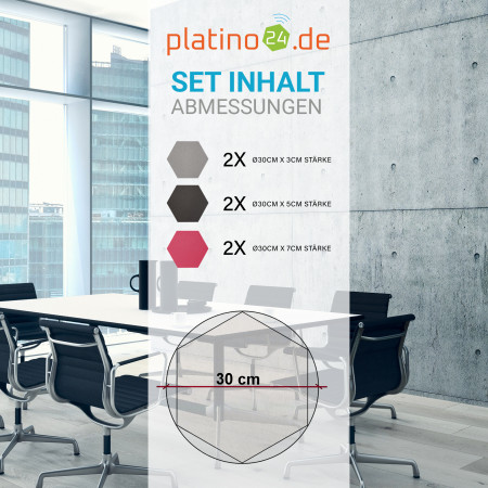 Edition LOFT Honeycomb - 6 Absorber aus Basotect ® - Farbe: Platinum + Anthracite + Magenta