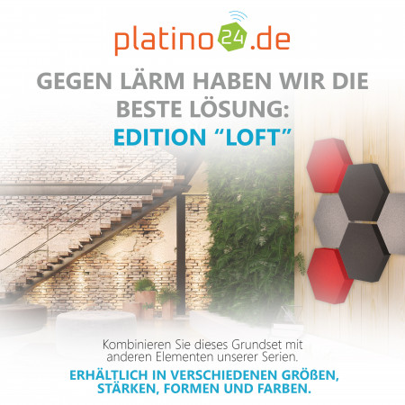 Edition LOFT Honeycomb - 6 Absorber aus Basotect ® - Farbe: Platinum + Anthracite + Red Pepper