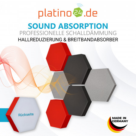 Edition LOFT Honeycomb - 6 Absorber aus Basotect ® - Farbe: Platinum + Anthracite + Red Pepper